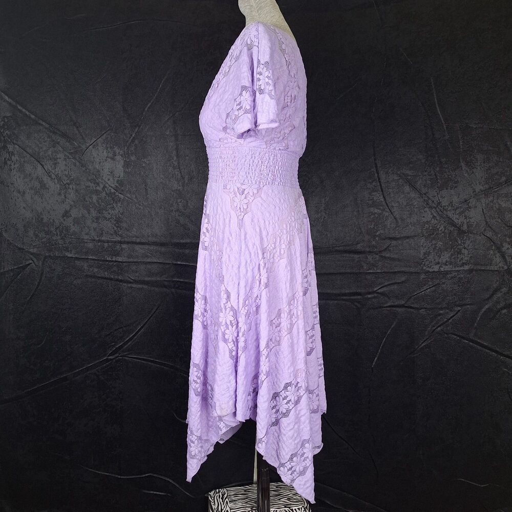 Rabbit Rabbit Rabbit Size 6 Lilac Lace Ruched Handkerchief Hem V Neck Fairycore - Picture 3 of 12
